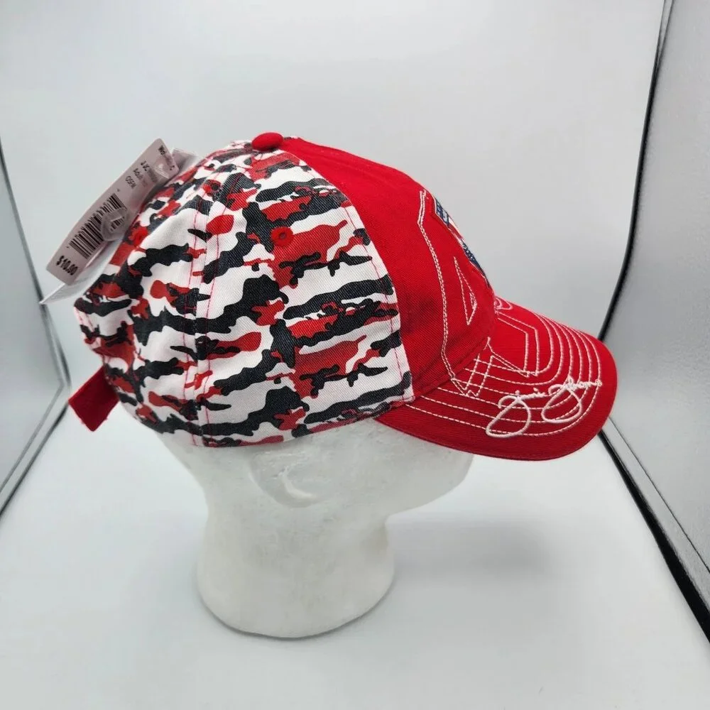 Jimmie Johnson 48 Camo Red White Nascar Strap Back Honoring Soldiers NWT